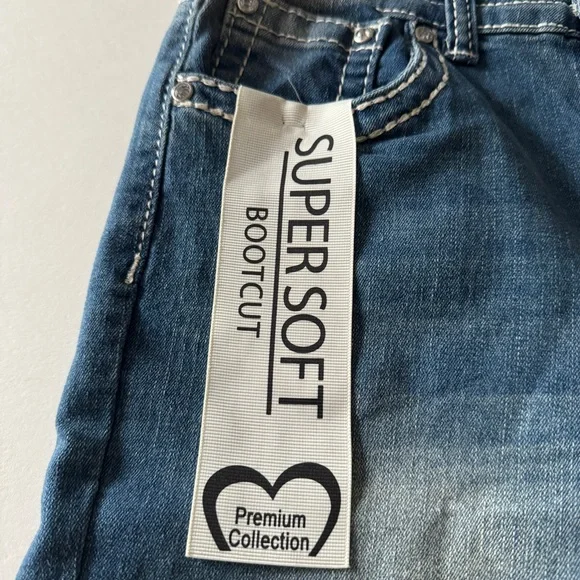 SKY Premium Collection Womens Super Soft Bootcut Blue Jeans Size 7/28 Rhinestone - Picture 10 of 14